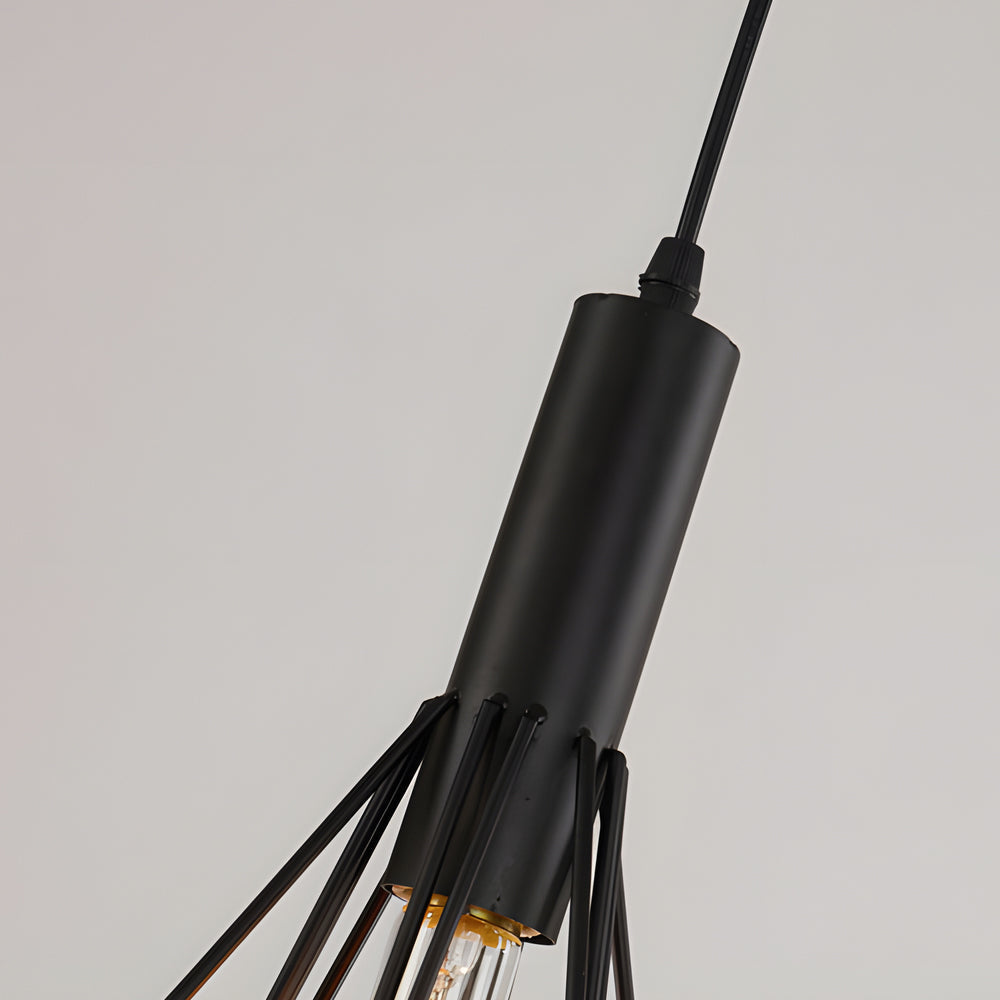 Black Wire Cage Pendant Light - Vintage Geometric Ceiling Light Fixture