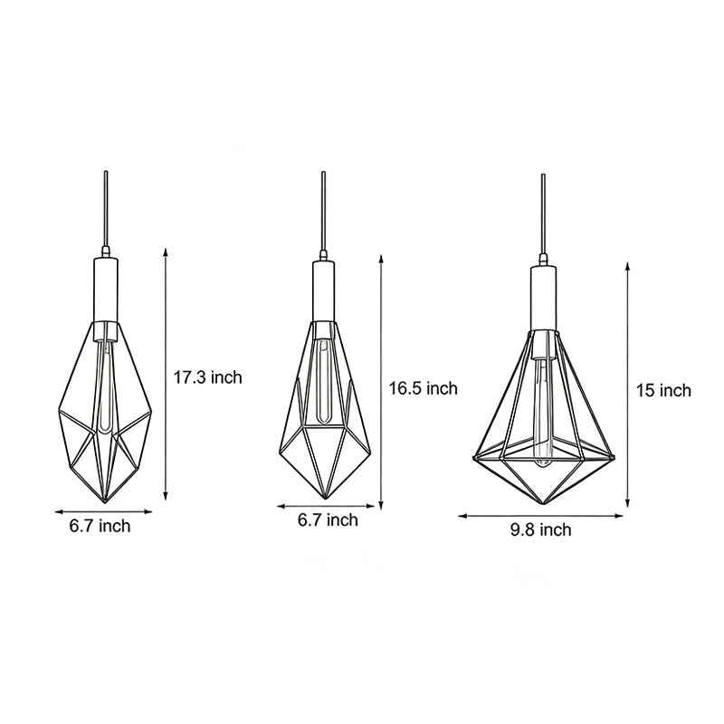 Black Wire Cage Pendant Light - Vintage Geometric Ceiling Light Fixture