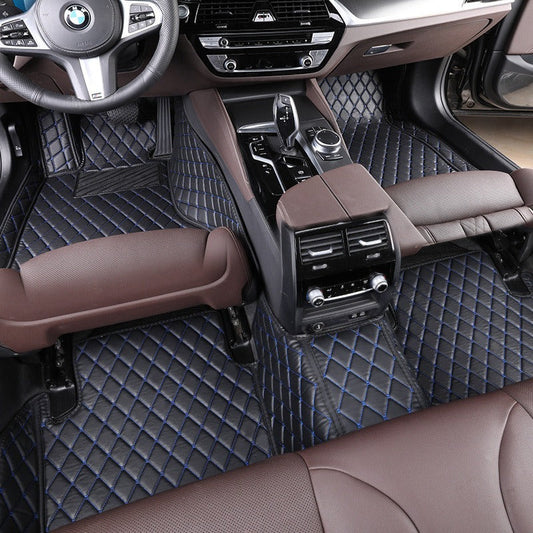 Premium Black and Blue  Mats - Durable Rubber Adaptive Fit, Classic Style Design