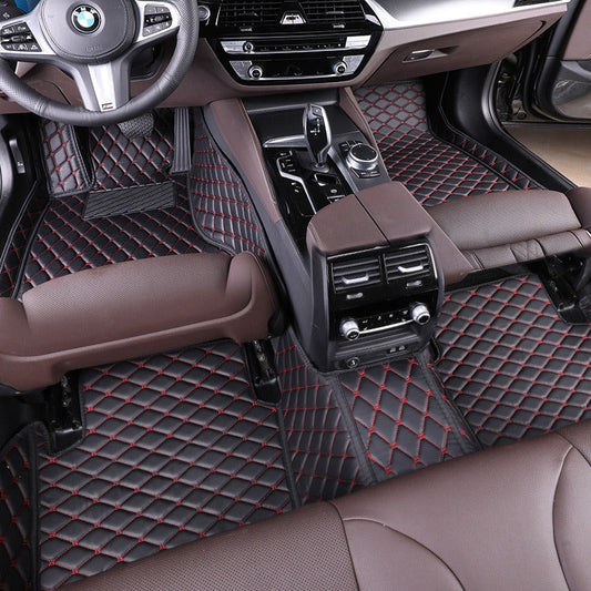 Classic Black & Red All-Weather Car Seat Mats - Durable Rubber Design Adaptive Fit