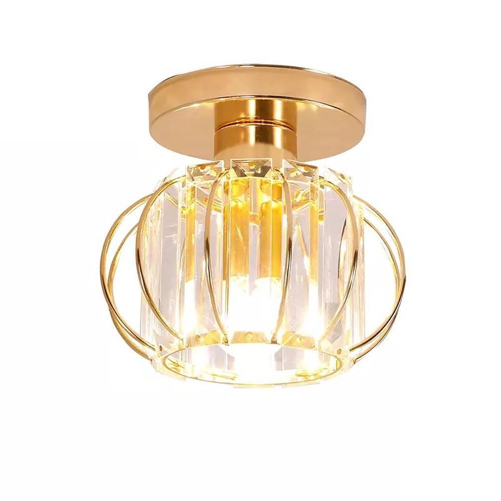 Gold Crystal Semi Flush Ceiling Light – Elegant Hallway Lamp