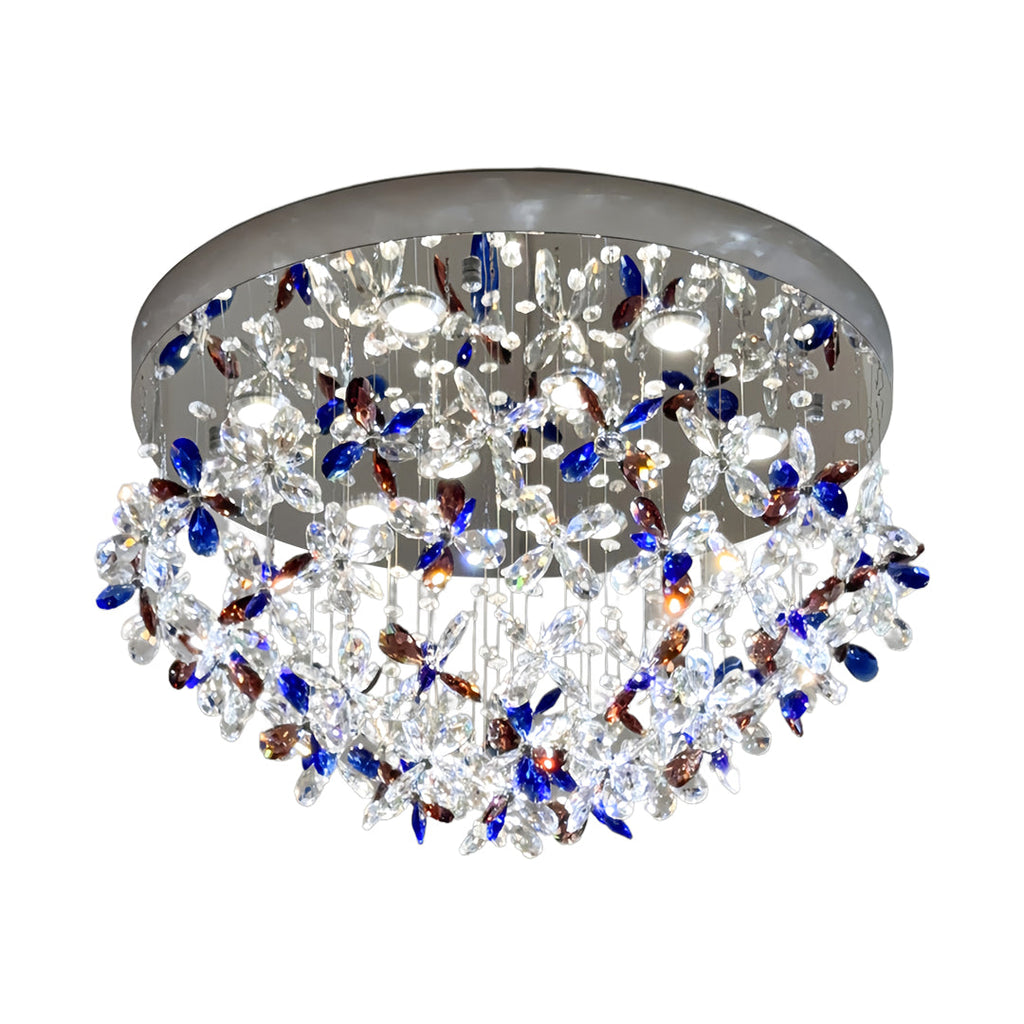 Crystal Flush Mount LED Ceiling Light - French Round Romantic Lighting
