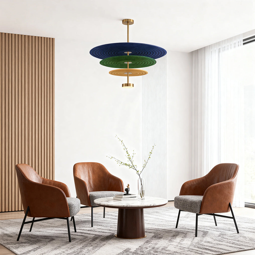 3-Tier Acoustic Felt Chandelier - Sound-Absorbing Ceiling Light