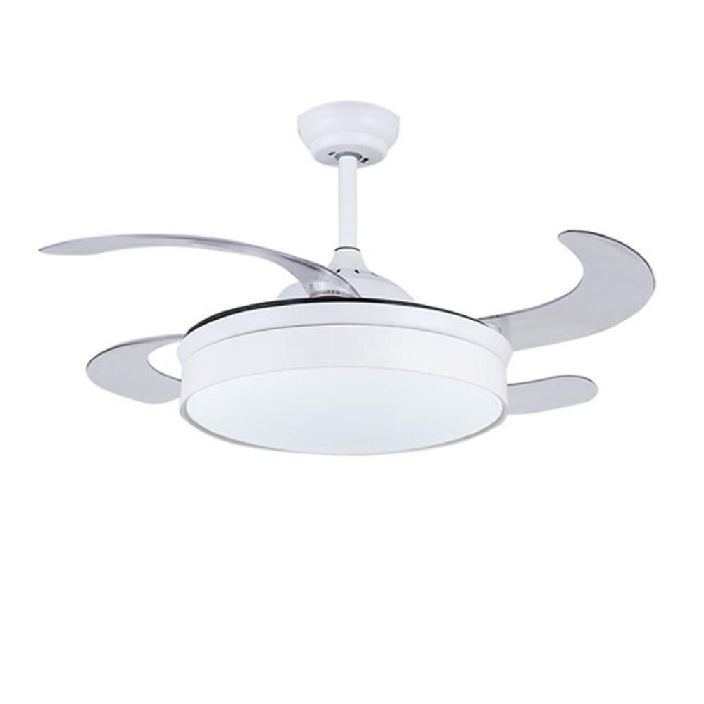 15/19-In Round LED Nordic Retractable Ceiling Fan with Lights