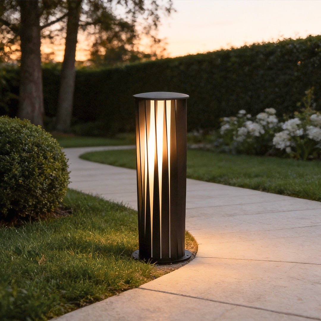 Bollard Path Light Black Cage Solar LED Garden Light