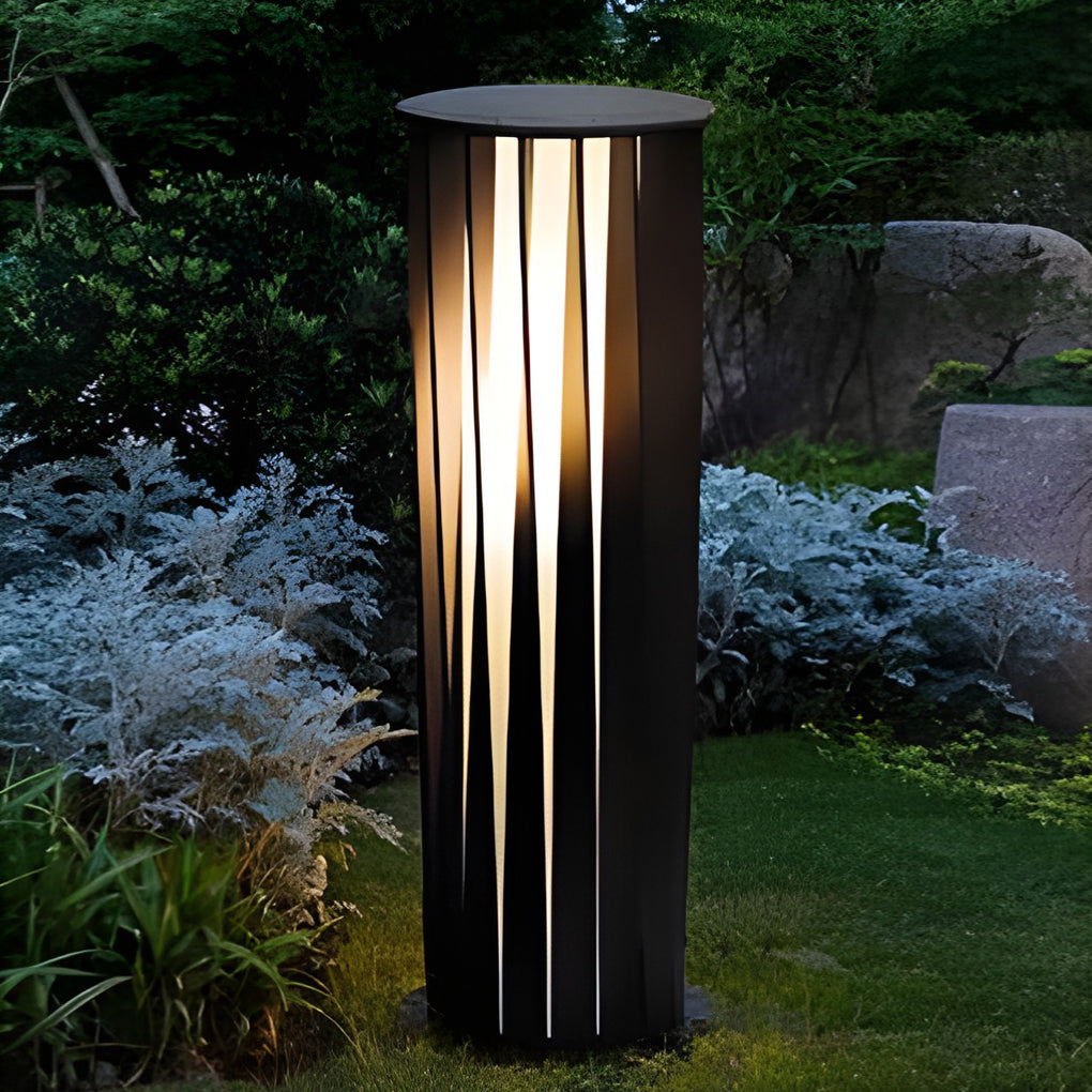 Bollard Path Light Black Cage Solar LED Garden Light