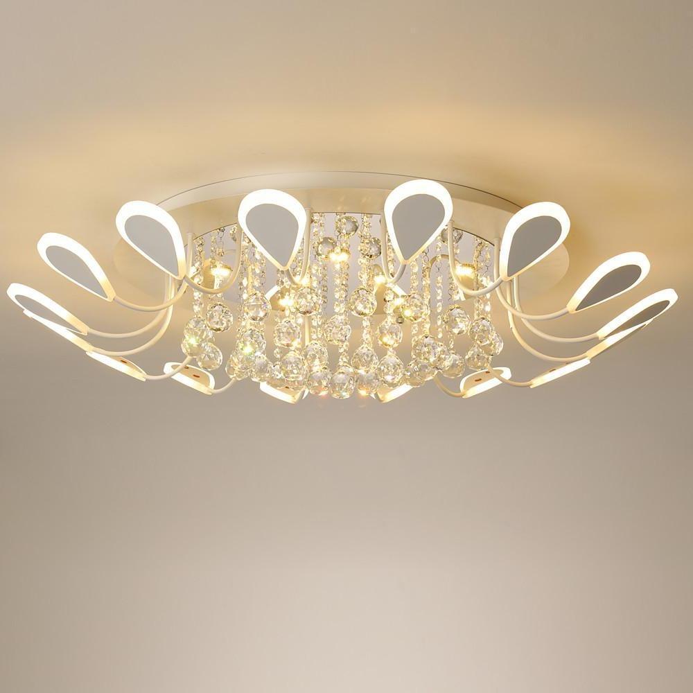 Flower-Shaped Dimmable LED Crystal Ceiling Light - Modern Flush Mount Fixture