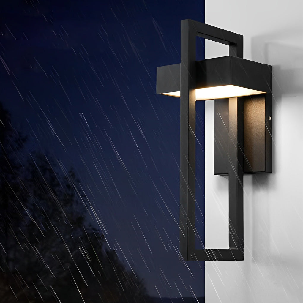 Black Outdoor Wall Sconce LED Modern Rectangular Light