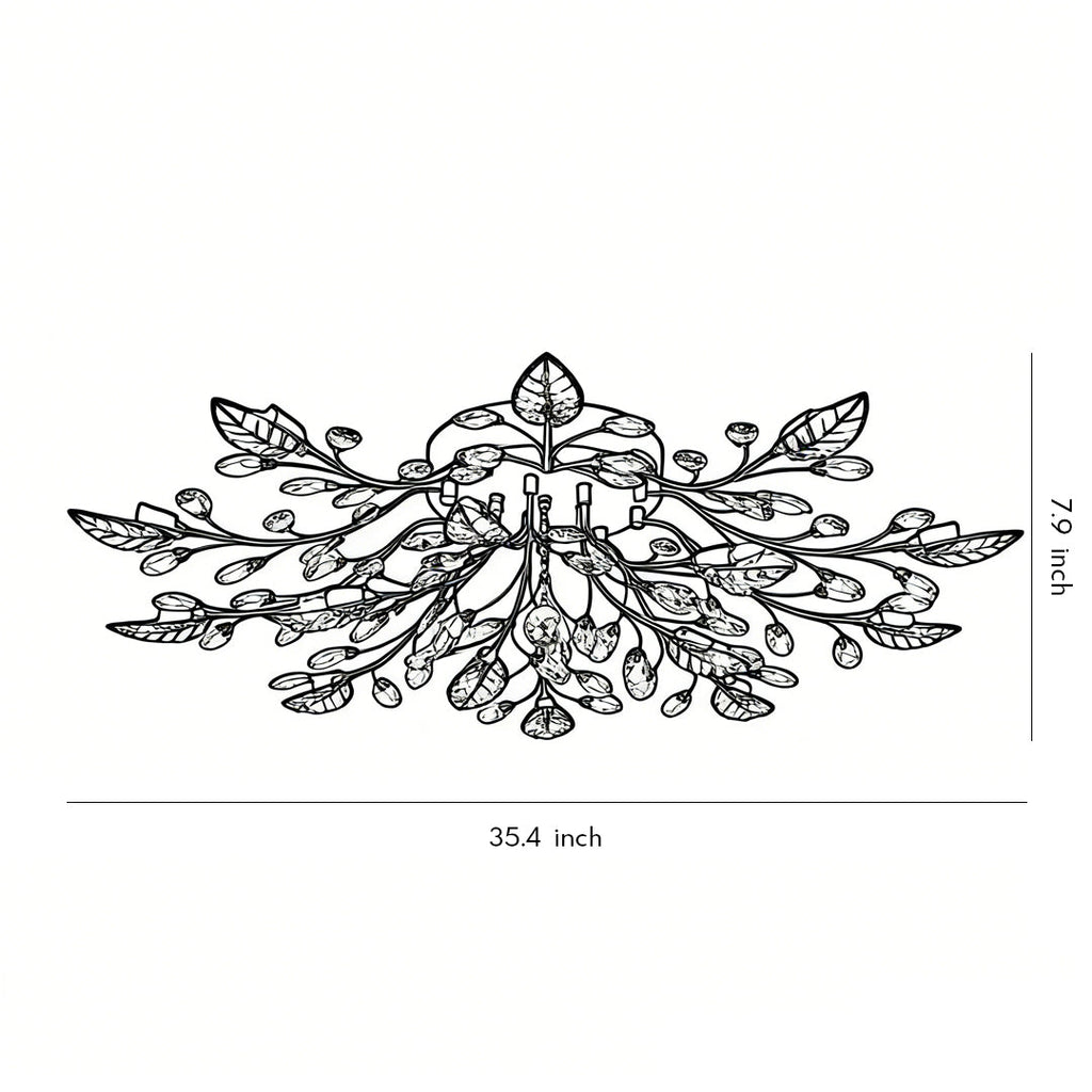 Brass Branch Chandelier - Modern Crystal Leaf Ceiling Light