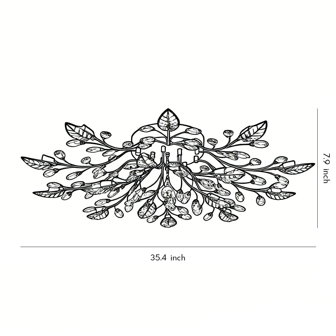 Brass Branch Chandelier - Modern Crystal Leaf Ceiling Light