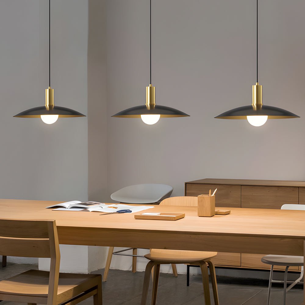 Brass Flared Pendant Light - Modern Elegant LED Ceiling Fixture