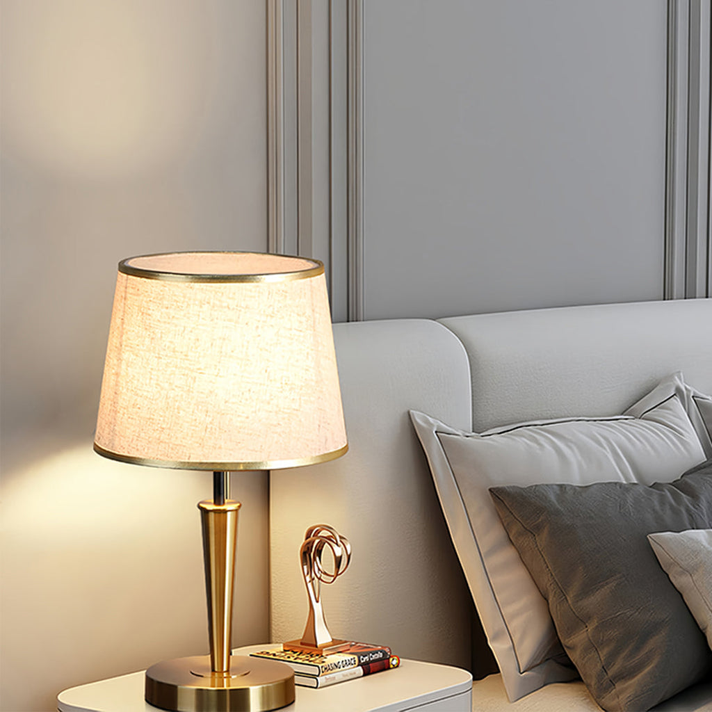 Elegant Brass Table Lamp with Fabric Shade - Nordic Design Decor