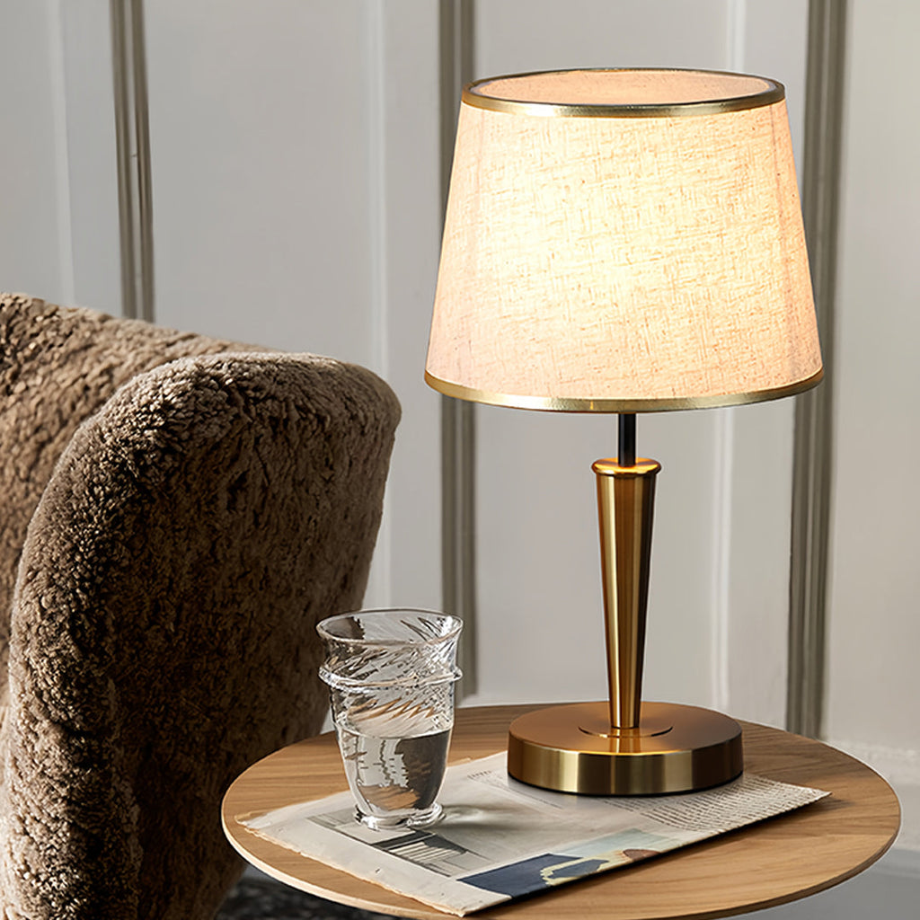Elegant Brass Table Lamp with Fabric Shade - Nordic Design Decor