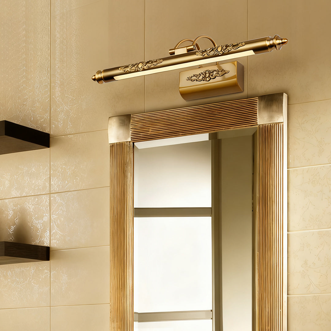 Brass Bathroom Vanity Light Fixtures Retro Antique Acrylic Wall Sconces LED Lighting Modern Vintage Style Adjustable Lighting for Mirrors and Makeup, Farmhouse Decorative Bath Lights with Industrial Design