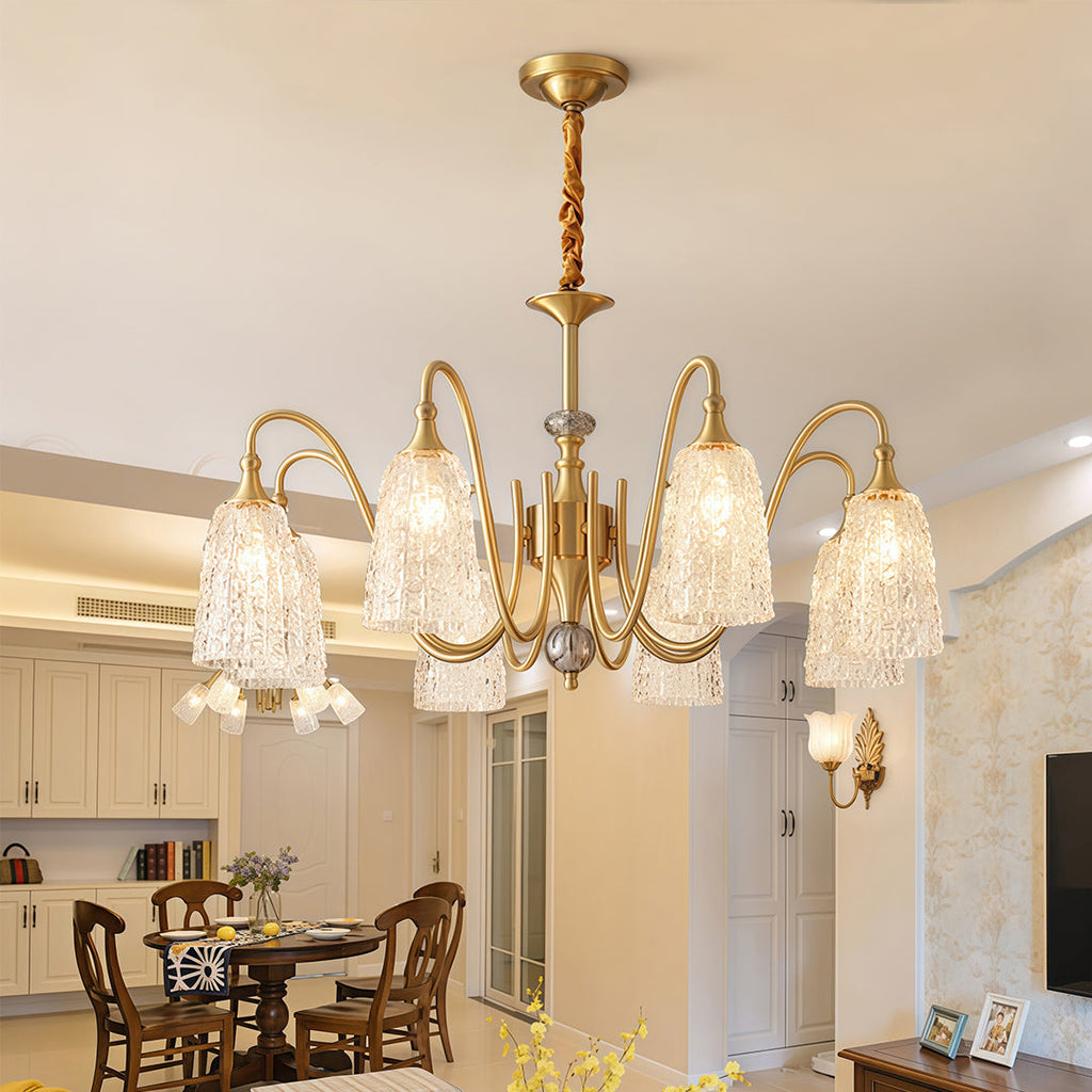 Brass Vintage Chandelier | Ornate Classic Glass Ceiling Light