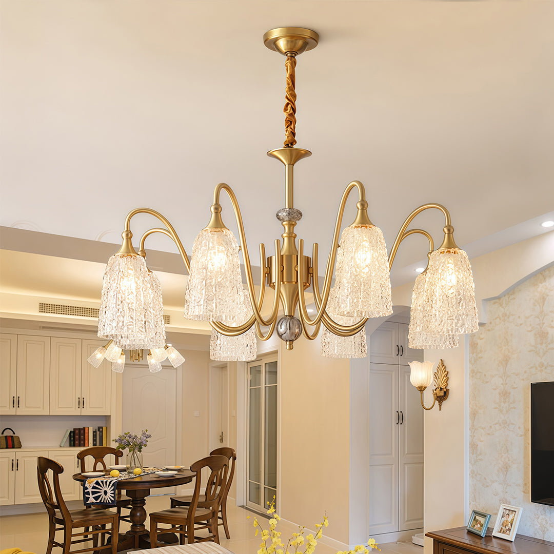 Brass Vintage Chandelier | Ornate Classic Glass Ceiling Light