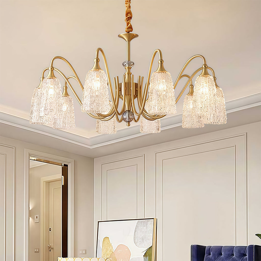 Brass Vintage Chandelier | Ornate Classic Glass Ceiling Light