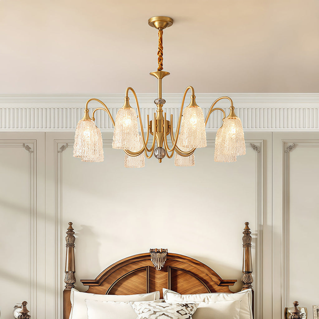 Brass Vintage Chandelier | Ornate Classic Glass Ceiling Light