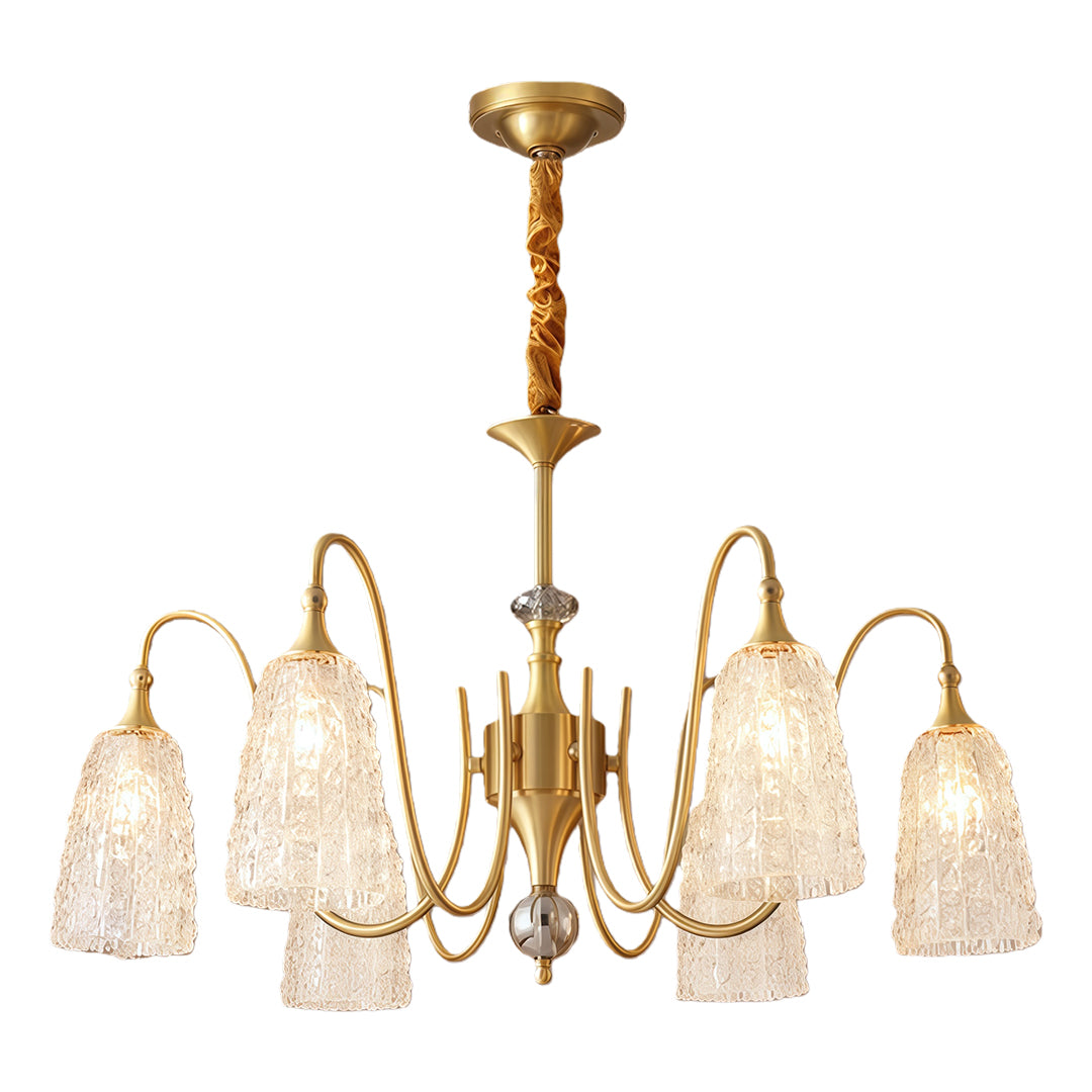 Brass Vintage Chandelier | Ornate Classic Glass Ceiling Light