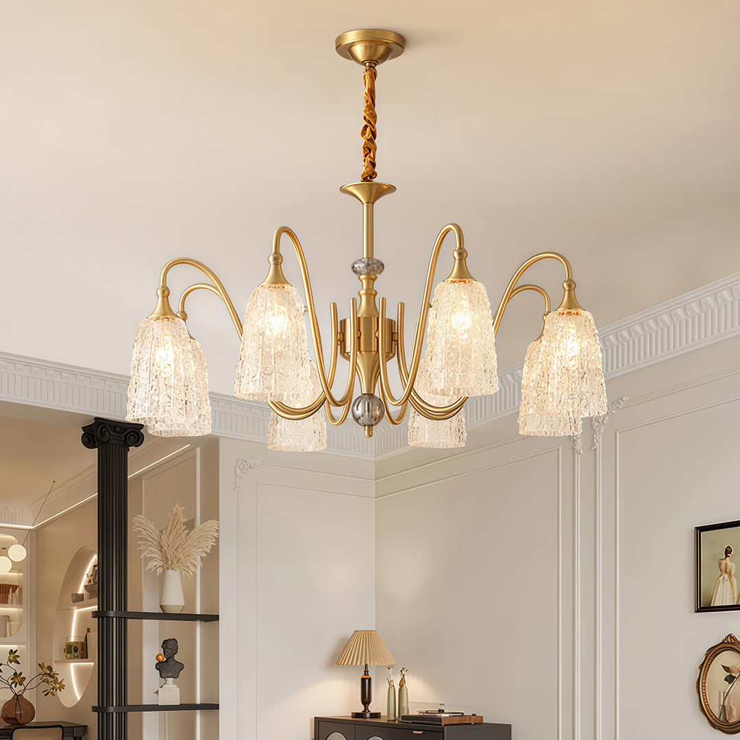 Brass Vintage Chandelier | Ornate Classic Glass Ceiling Light