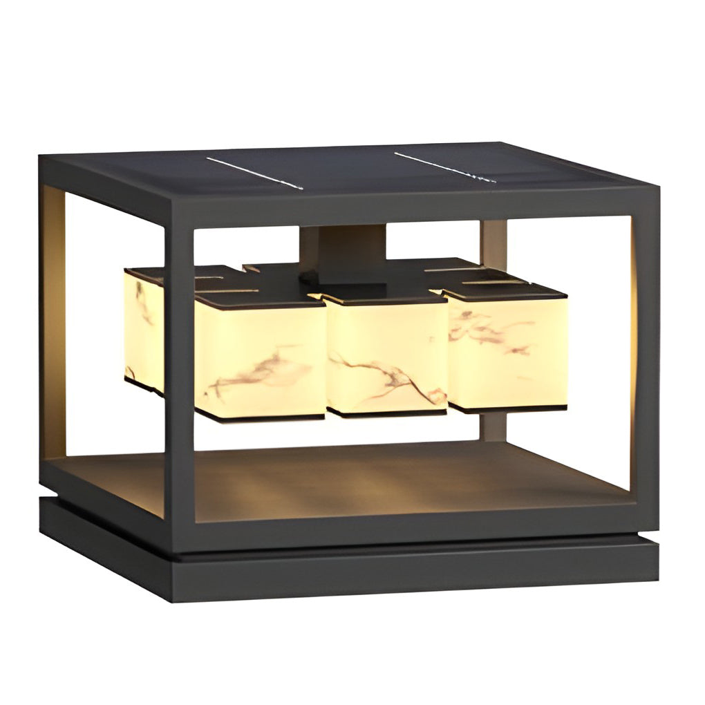 Brick Pillar Solar Lights Waterproof Metal Outdoor Lighting