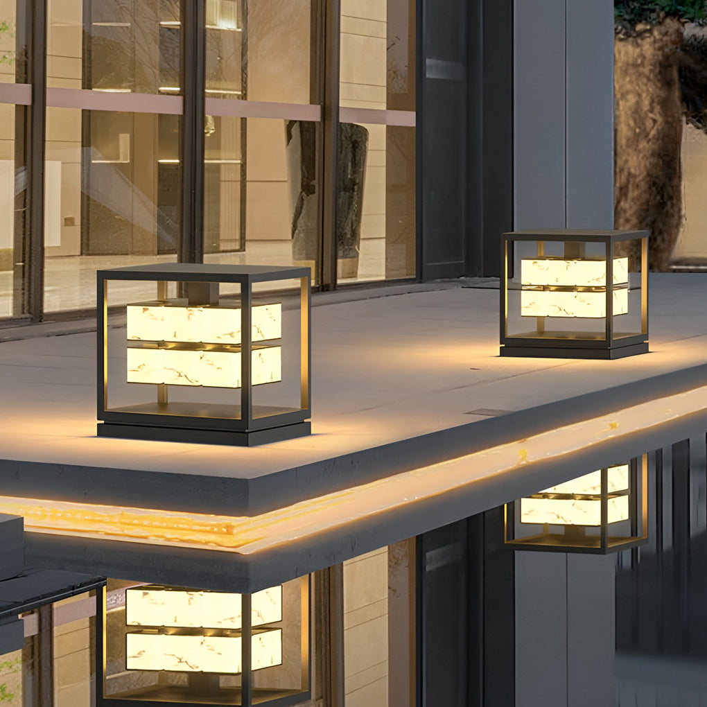 Brick Pillar Solar Lights Waterproof Metal Outdoor Lighting