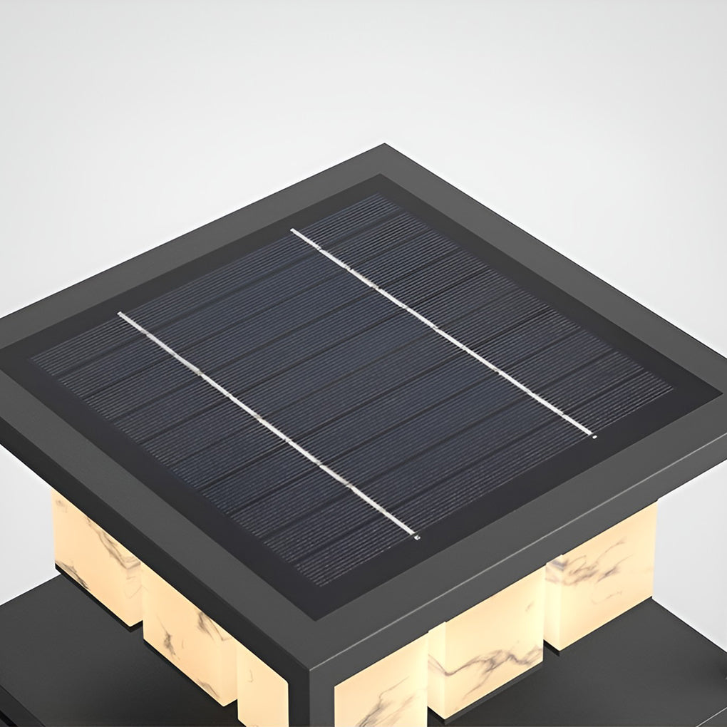 Brick Pillar Solar Lights Waterproof Metal Outdoor Lighting