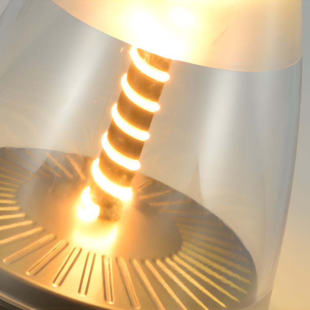 Portable Battery Powered Outdoor Spiral LED Lamp - Stylish and Versatile Lighting Solution for Patios, Camping, and Garden Use.