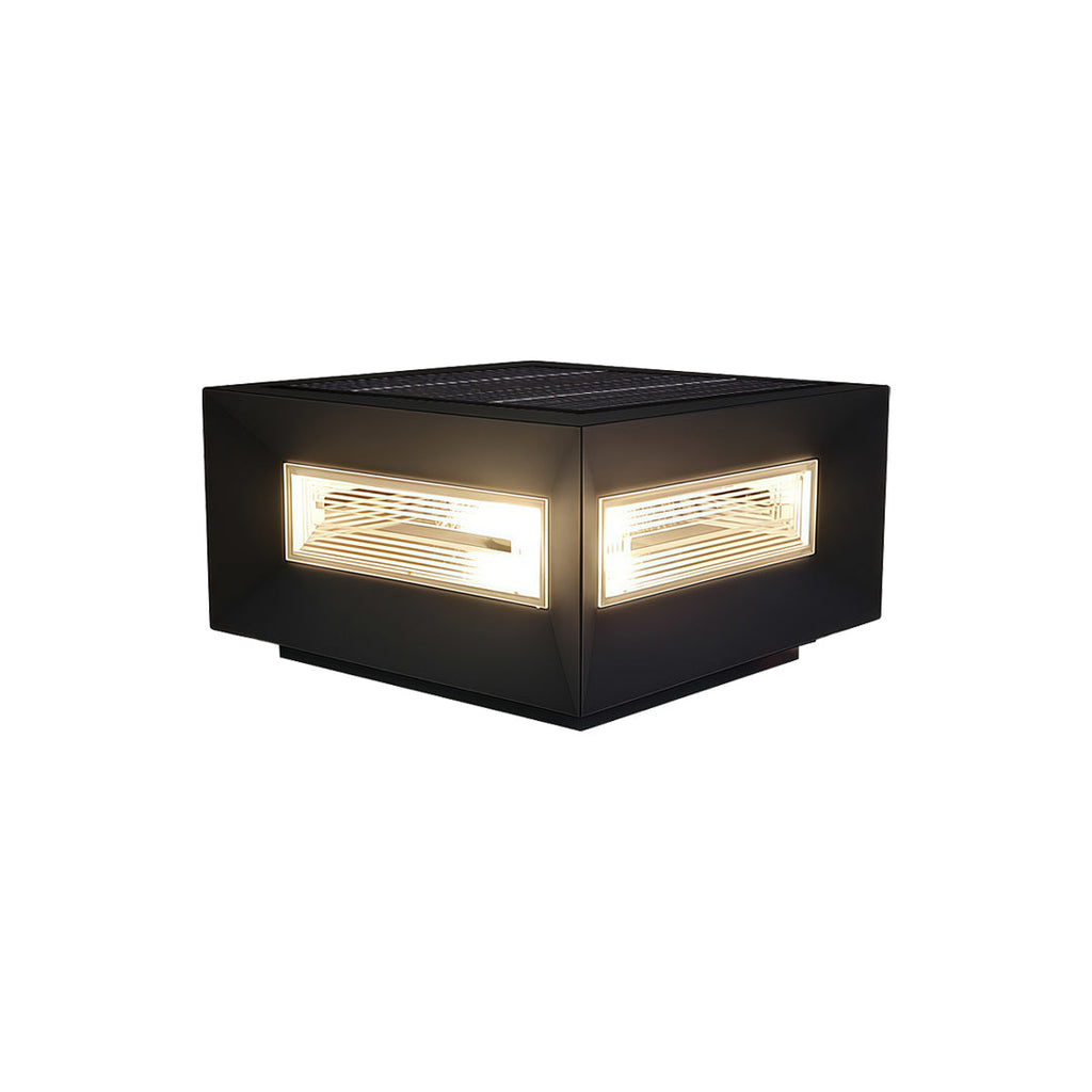 Square Pillar LED Solar Fence Post Light - Modern Cube Design, Outdoor Lighting Solution for Patios and Gardens