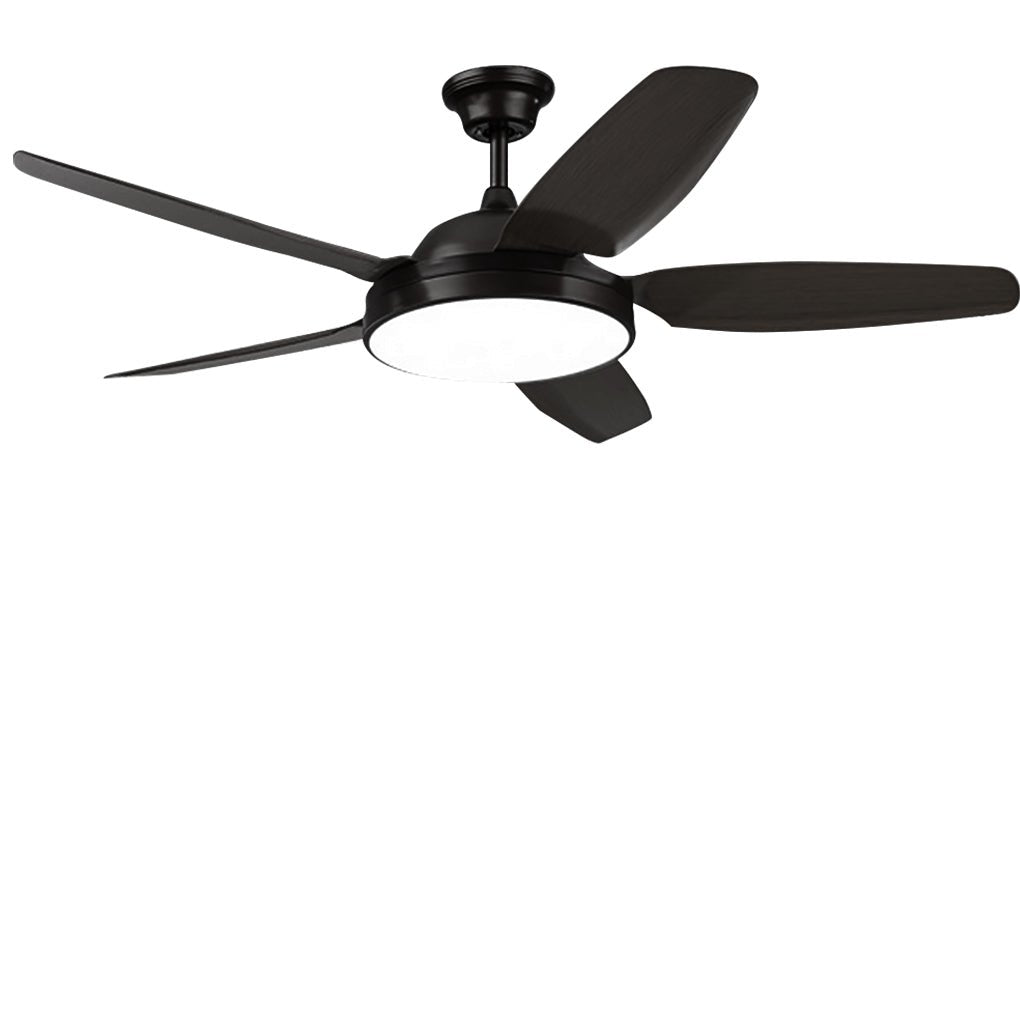 Brown Ceiling Fan with Light - Industrial Real Wood Blades