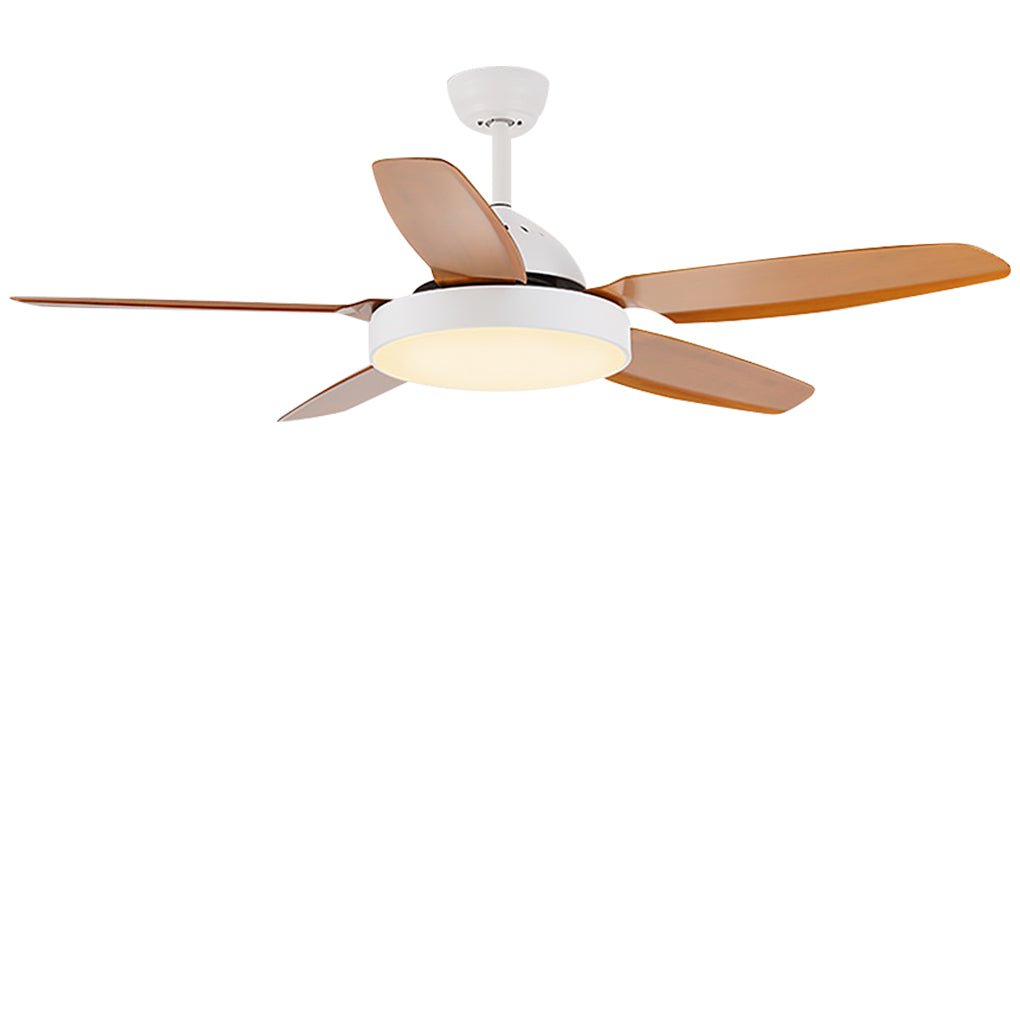 Brown Ceiling Fan with Light - Industrial Real Wood Blades