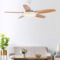 Brown Ceiling Fan with Light - Industrial Real Wood Blades