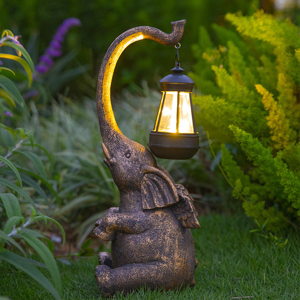Resin Garden Solar Animal Lights - Outdoor Decorative Lighting, Waterproof Solar Garden Statues, Eco-Friendly Yard Art, LED Animal Figurines