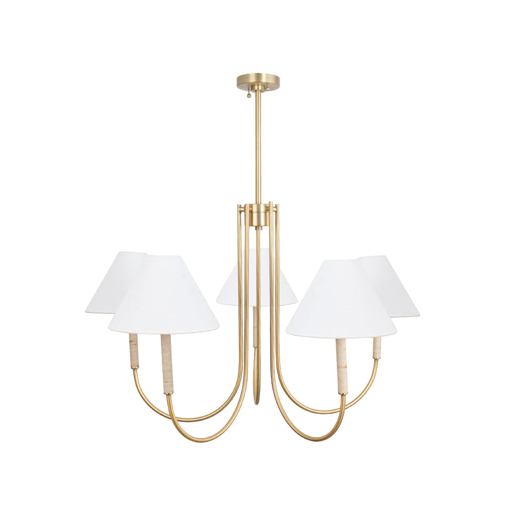 Gold Fabric Cloth Shade Chandelier Ceiling Light