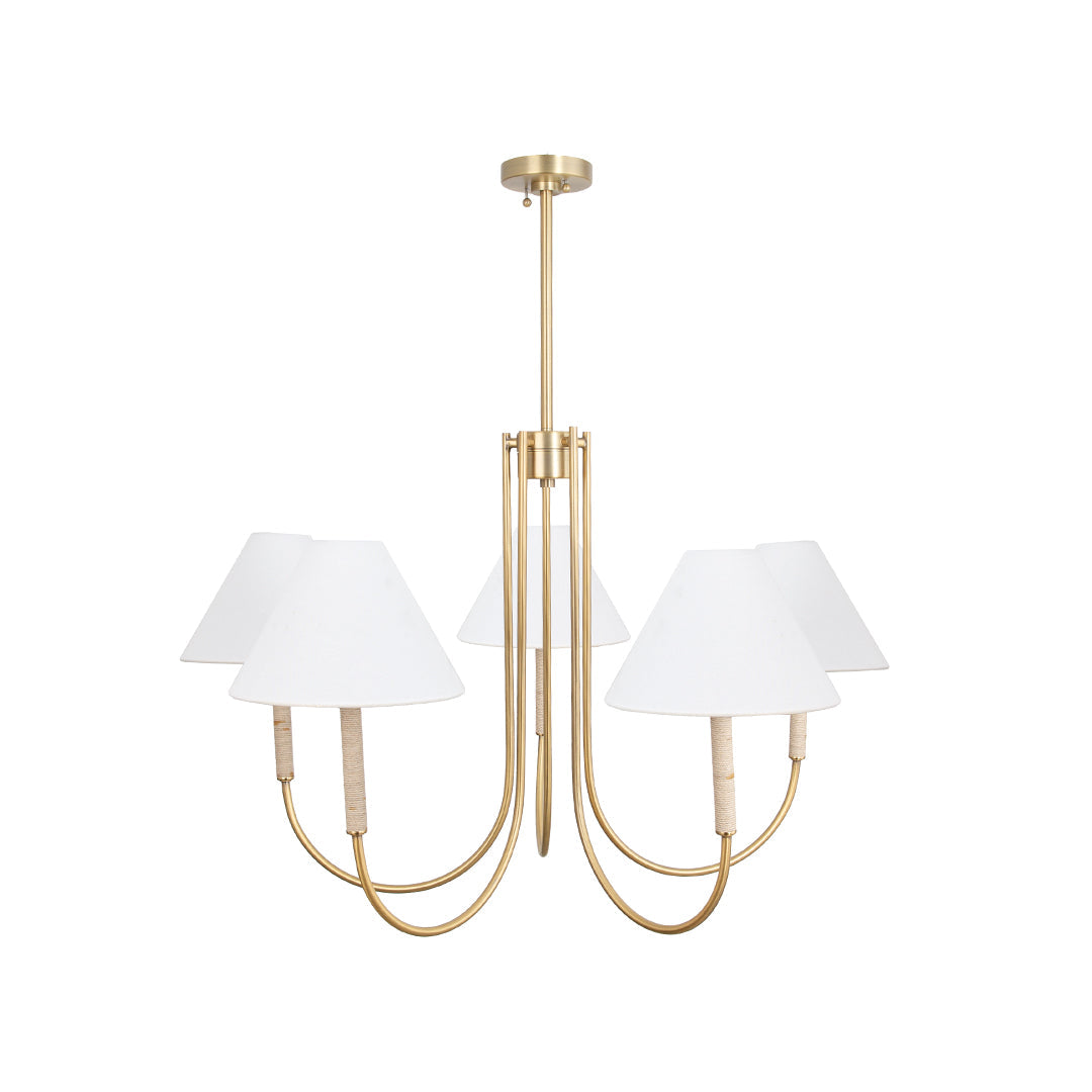 Gold Fabric Cloth Shade Chandelier Ceiling Light