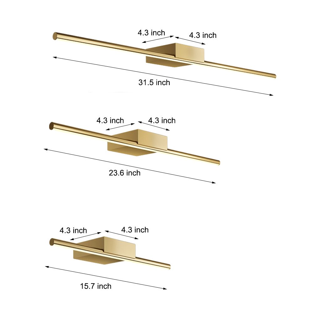 Brushed Brass Linear LED Vanity Light Slim Cylinder Design Bathroom Lighting Fixtures Modern Wall Sconce for Home Decor Contemporary LED Bathroom Lights Elegant Vanity Lighting for Makeup and Grooming