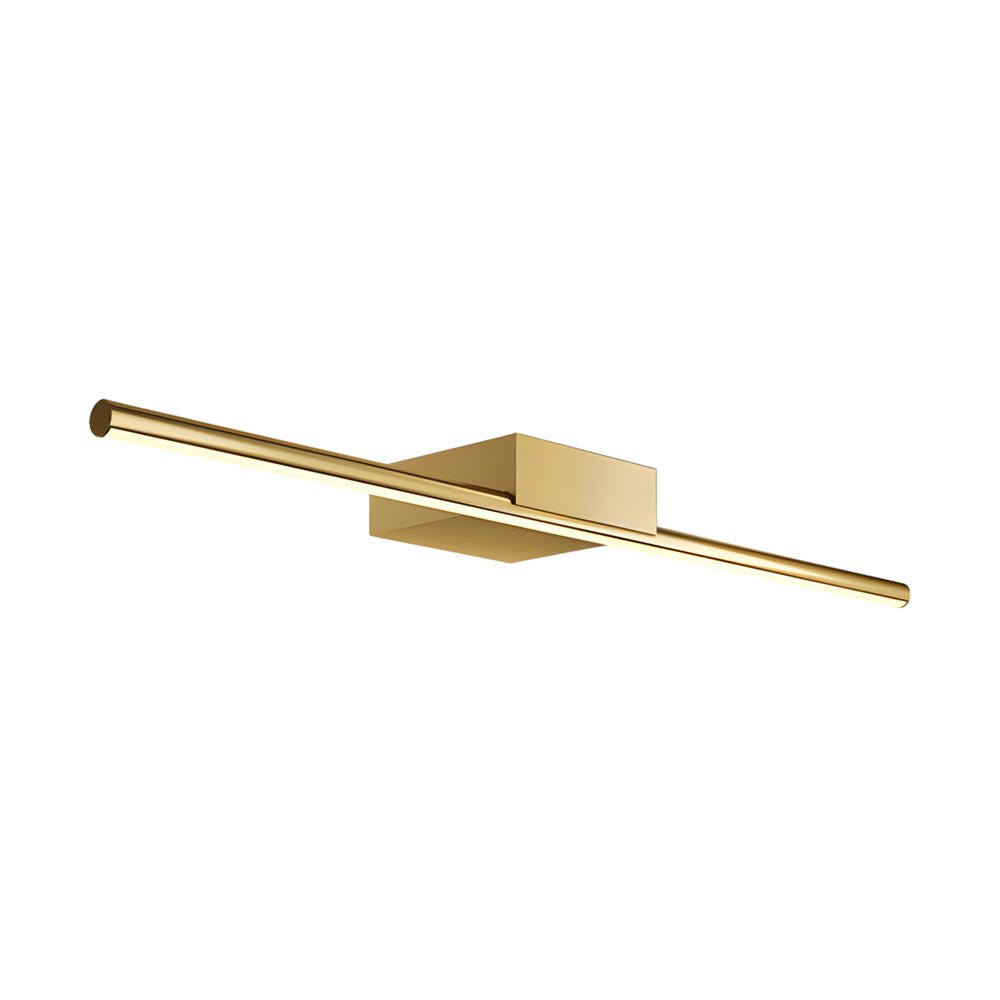Brushed Brass Linear LED Vanity Light Slim Cylinder Design Bathroom Lighting Fixtures Modern Wall Sconce for Home Decor Contemporary LED Bathroom Lights Elegant Vanity Lighting for Makeup and Grooming