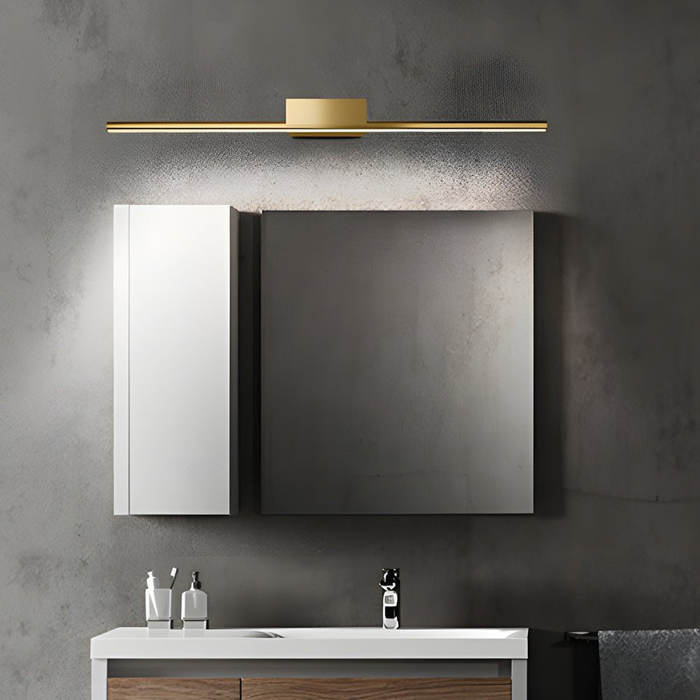 Brushed Brass Linear LED Vanity Light Slim Cylinder Design Bathroom Lighting Fixtures Modern Wall Sconce for Home Decor Contemporary LED Bathroom Lights Elegant Vanity Lighting for Makeup and Grooming