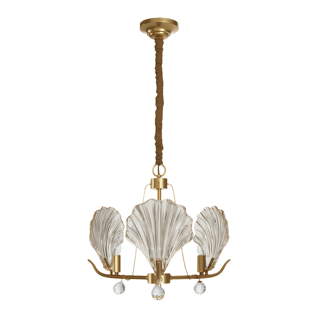 Shell Chandeliers Modern Copper Glass Ceiling Light - Elegant Lighting Fixture for Home Decor, Contemporary Design, Stylish Pendant Lamp, Unique Shell Shape, Warm Glow Illumination