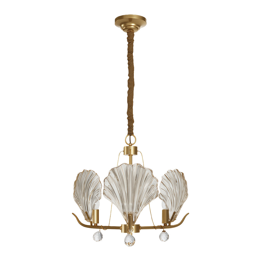 Shell Chandeliers Modern Copper Glass Ceiling Light - Elegant Lighting Fixture for Home Decor, Contemporary Design, Stylish Pendant Lamp, Unique Shell Shape, Warm Glow Illumination