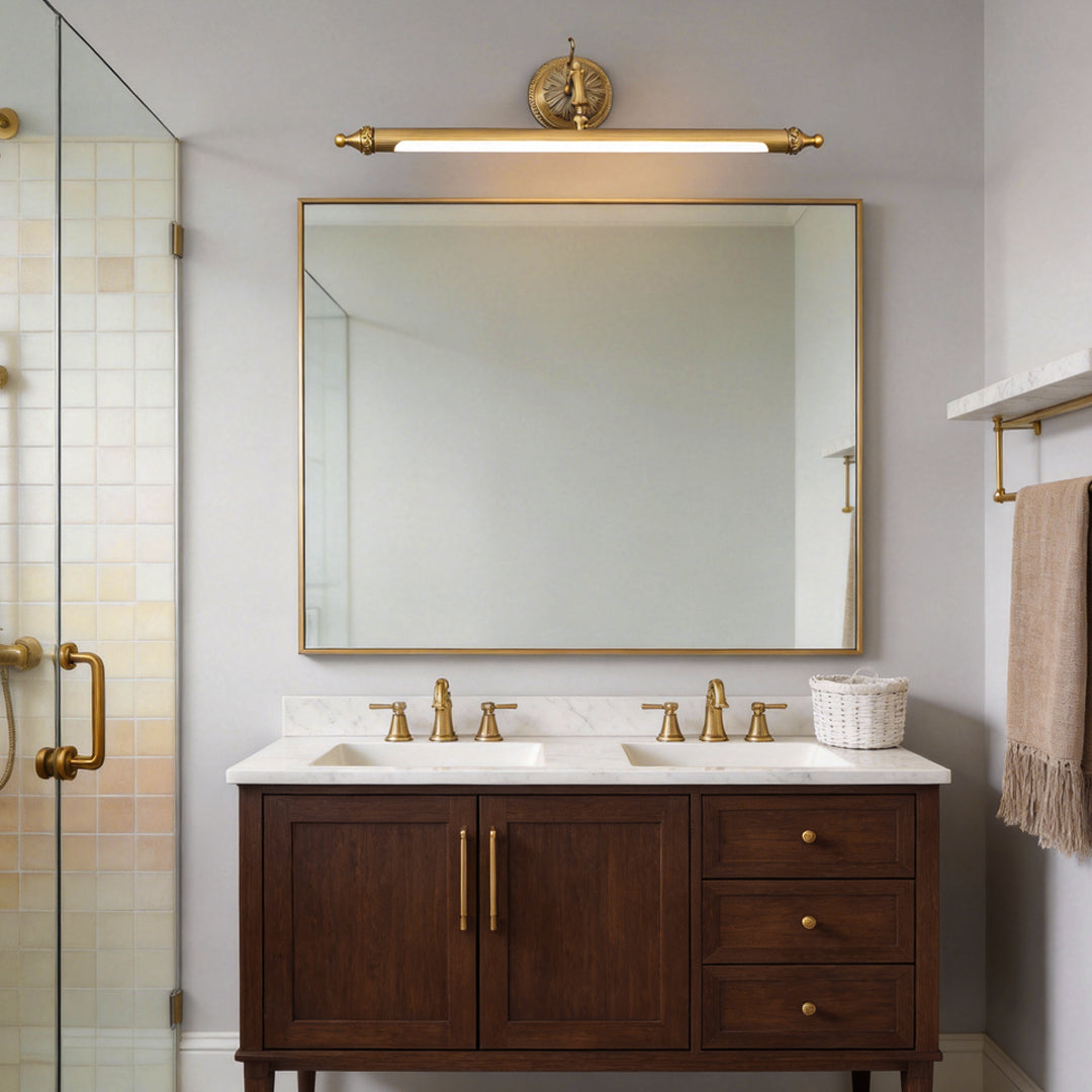 Brushed Gold Vanity Light Bar - European-Style Linear Copper Light Fixture for Bathroom, Modern Wall Sconce, Stylish Lighting, Elegant Home Decor, Vintage Inspired Design, Contemporary Lighting Solution, Adjustable Brightness Option, High-Quality Copper F