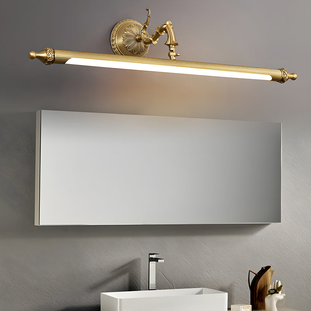 Brushed Gold Vanity Light Bar - European-Style Linear Copper Light Fixture for Bathroom, Modern Wall Sconce, Stylish Lighting, Elegant Home Decor, Vintage Inspired Design, Contemporary Lighting Solution, Adjustable Brightness Option, High-Quality Copper F