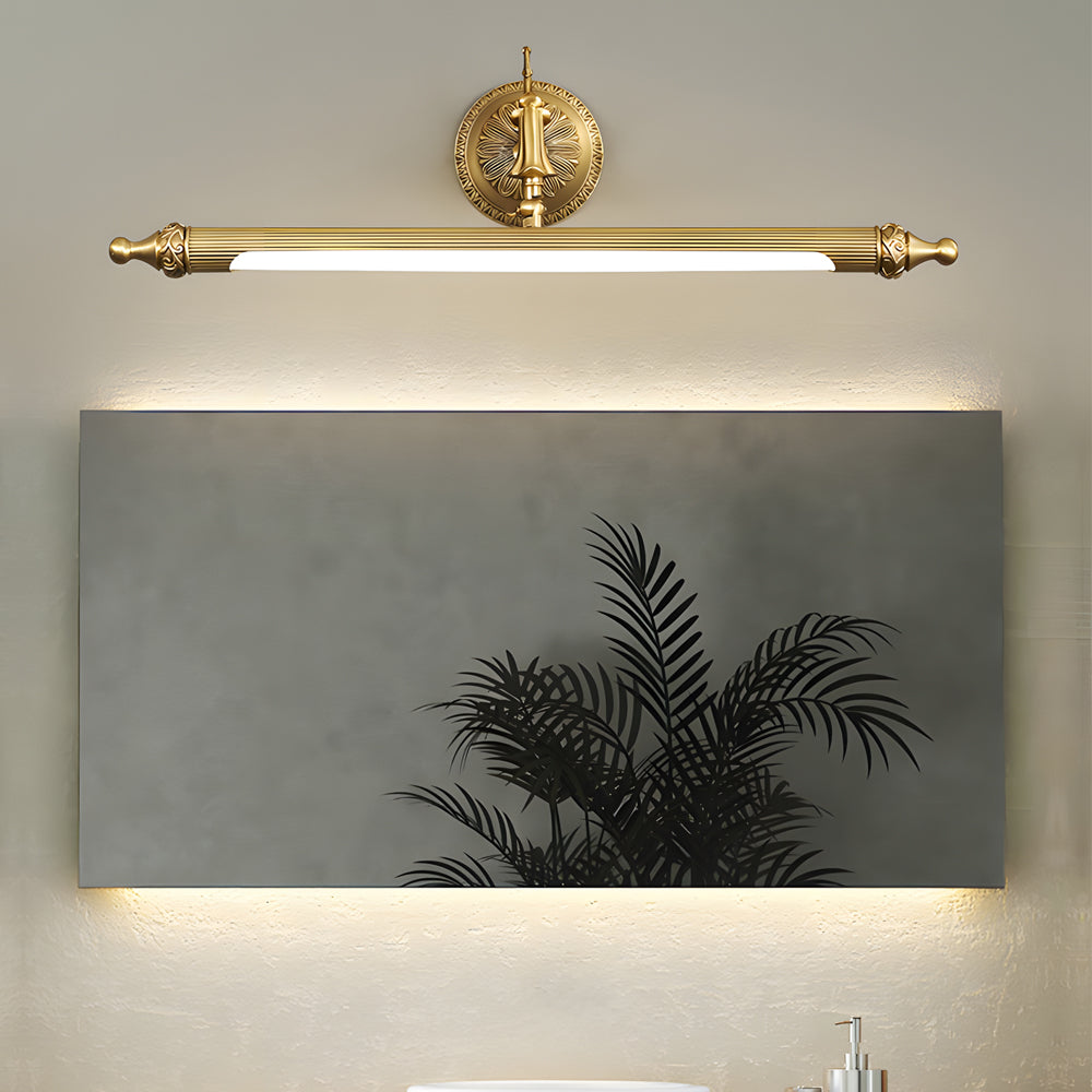 Brushed Gold Vanity Light Bar - European-Style Linear Copper Light Fixture for Bathroom, Modern Wall Sconce, Stylish Lighting, Elegant Home Decor, Vintage Inspired Design, Contemporary Lighting Solution, Adjustable Brightness Option, High-Quality Copper F