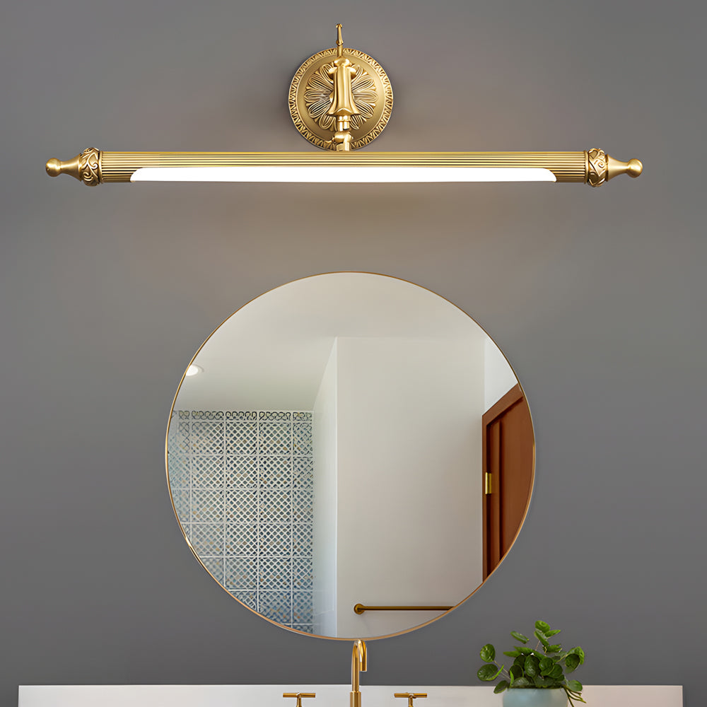 Brushed Gold Vanity Light Bar - European-Style Linear Copper Light Fixture for Bathroom, Modern Wall Sconce, Stylish Lighting, Elegant Home Decor, Vintage Inspired Design, Contemporary Lighting Solution, Adjustable Brightness Option, High-Quality Copper F