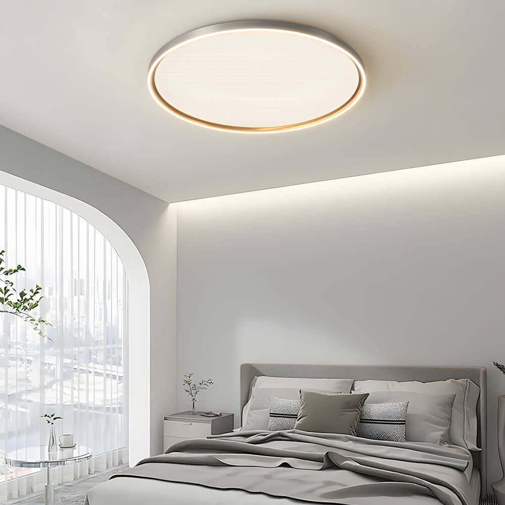 Brushed Gray Aluminum LED Ceiling Light - Modern Interior Lighting, Energy Efficient, Stylish Design, Flush Mount Fixture