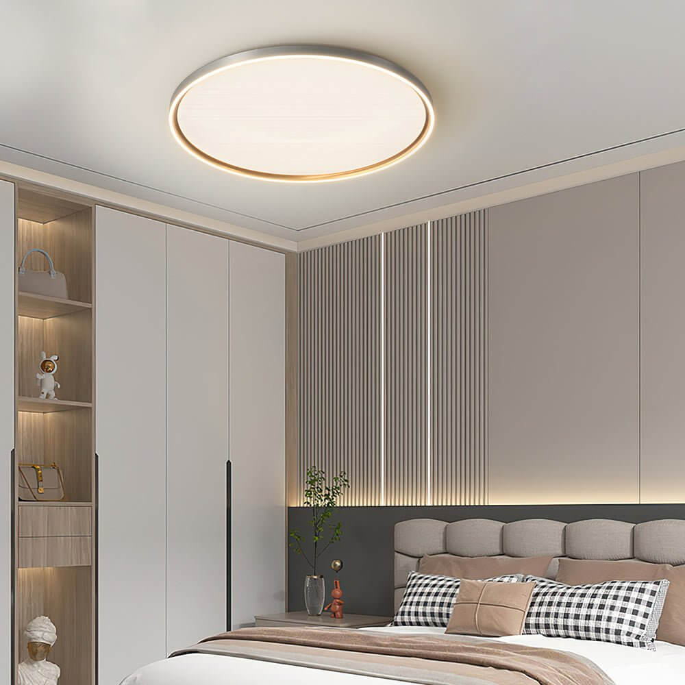 Brushed Gray Aluminum LED Ceiling Light - Modern Interior Lighting, Energy Efficient, Stylish Design, Flush Mount Fixture