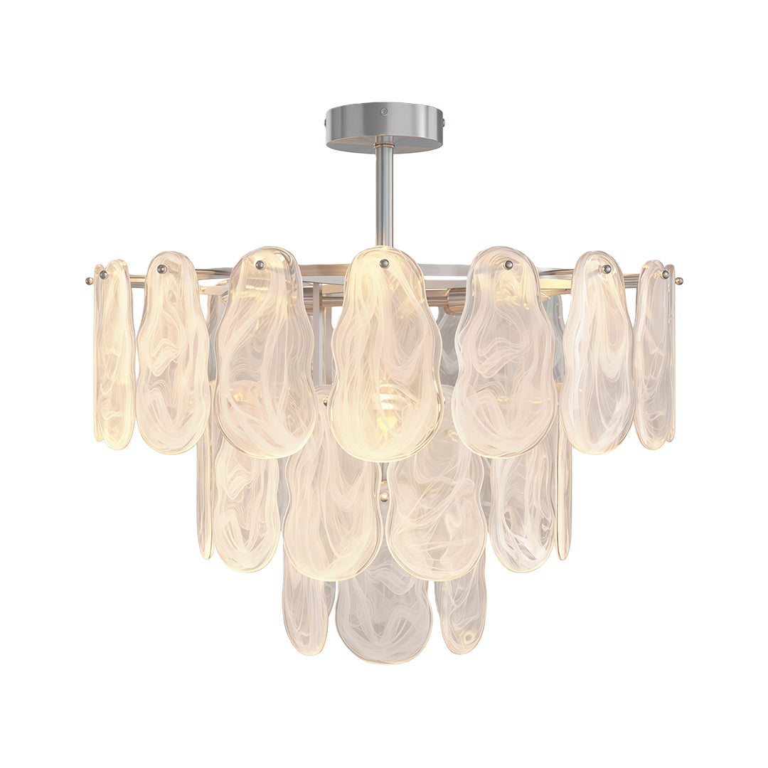 Midcentury Modern Copper Glass Chandelier Ceiling Light