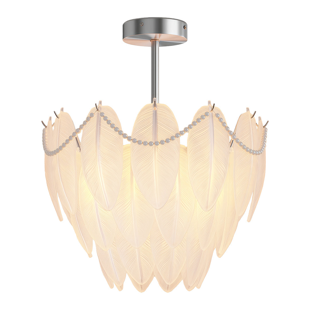 Feathers Chandelier Modern Copper Pearl Ceiling Light