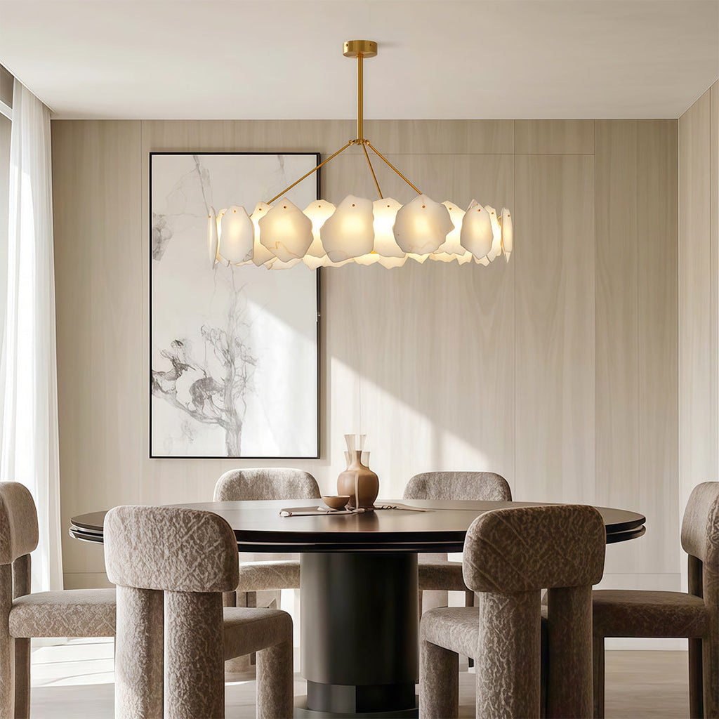 Modern LED Cloud Stone Copper Chandelier Ceiling Light