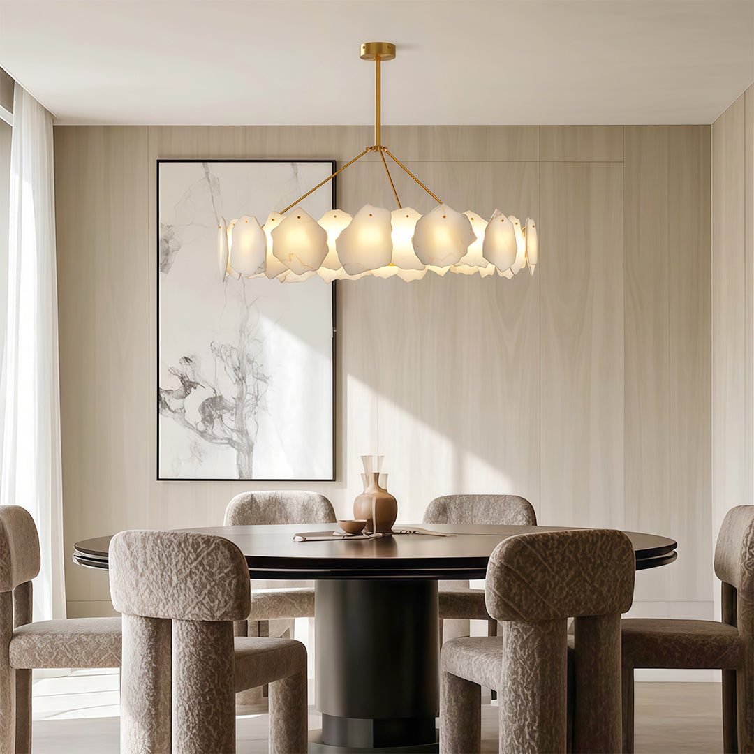 Modern LED Cloud Stone Copper Chandelier Ceiling Light